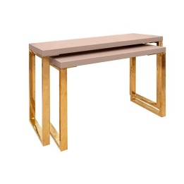 Le Stelle Set di 2 tavolini in legno marsala 120 × 37 cm