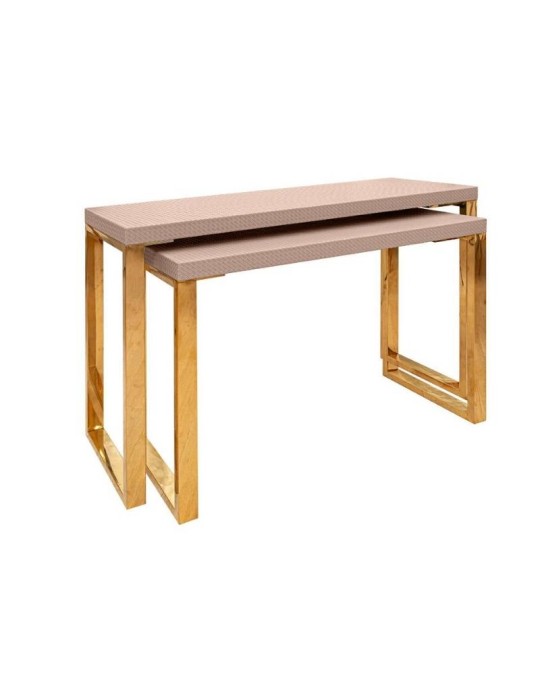 Set 2 Tavolini in Legno Colore Marsala Le Stelle 120x37x79 cm – Arredo Design