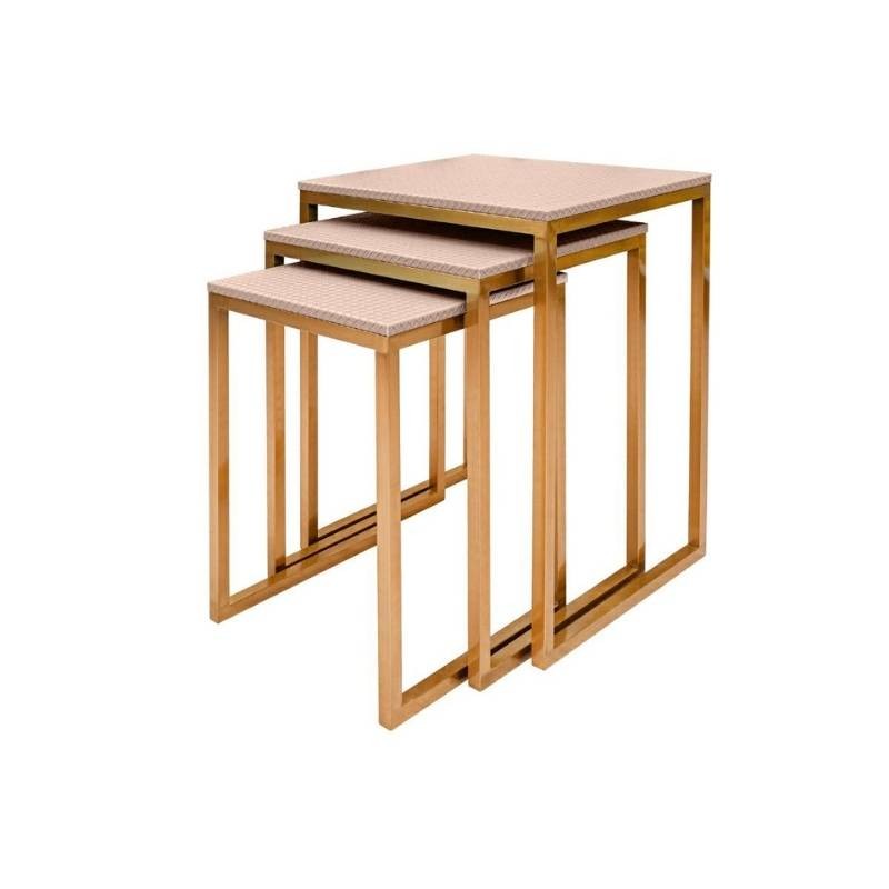 Set 3 Tavolini in Legno Colore Marsala Le Stelle 46x40x62 cm – Arredo Elegante