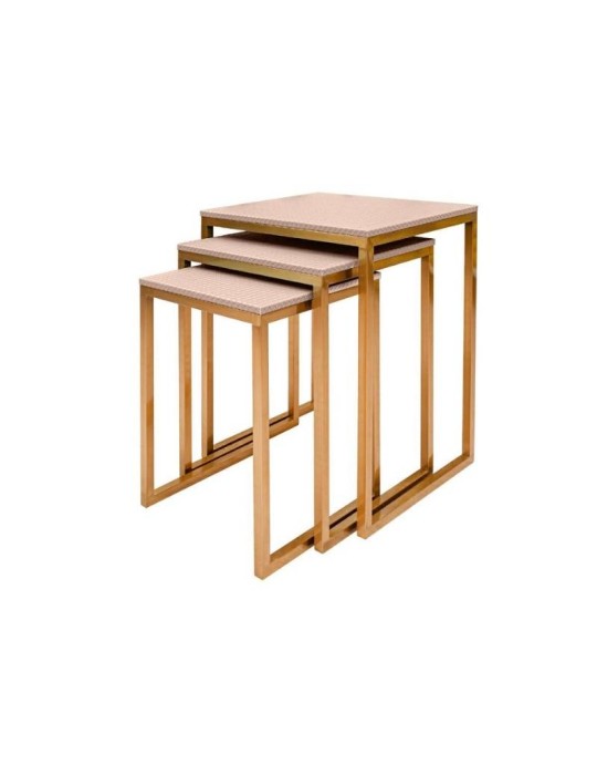 Set 3 Tavolini in Legno Colore Marsala Le Stelle 46x40x62 cm – Arredo Elegante