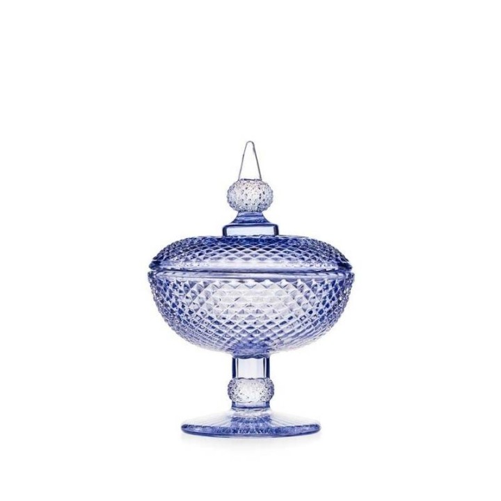 Emò Italia Alzata Convivium blu in vetro pressato alta 18 cm