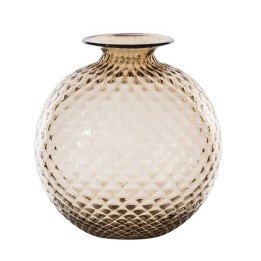 Venini Vaso Monofiori Balloton moka filo rosso alto 24,5 cm