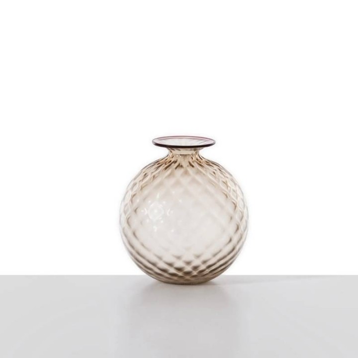Venini Vaso Monofiori Balloton sabbiato moka alto 24,5 cm