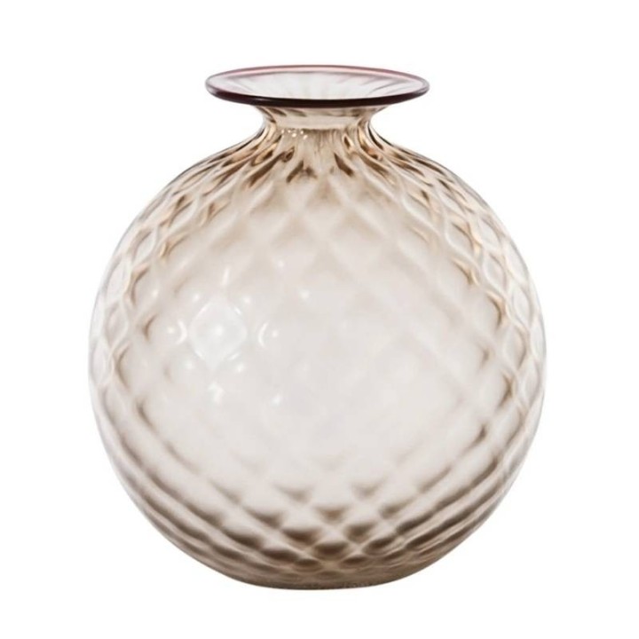 Venini Vaso Monofiori Balloton sabbiato moka alto 16,5 cm