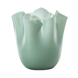 Venini Vaso Fazzoletto sabbiato verde rio alto 13,5 cm