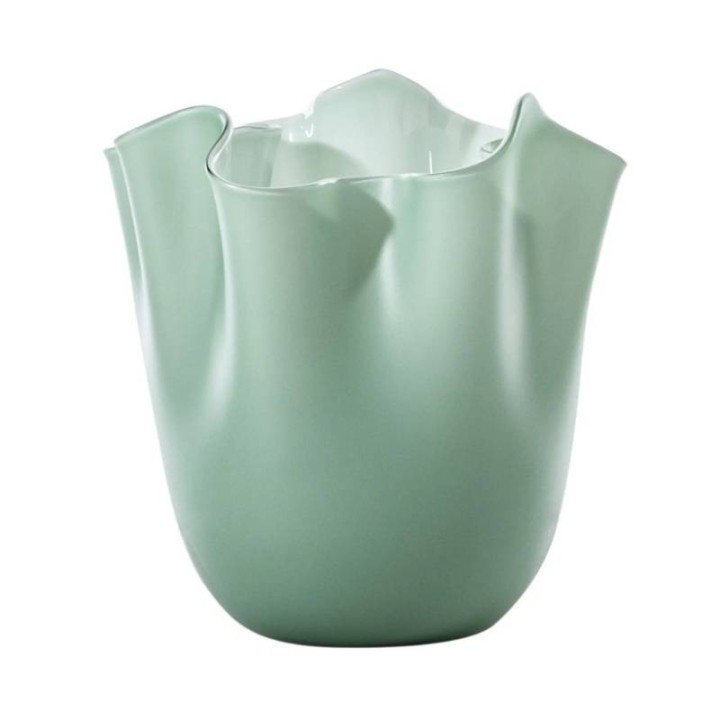 Venini Vaso Fazzoletto sabbiato verde rio alto 13,5 cm