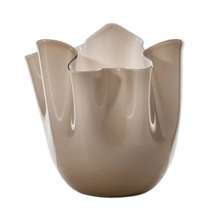 Venini Vaso Fazzoletto opalino moka alto 31 cm