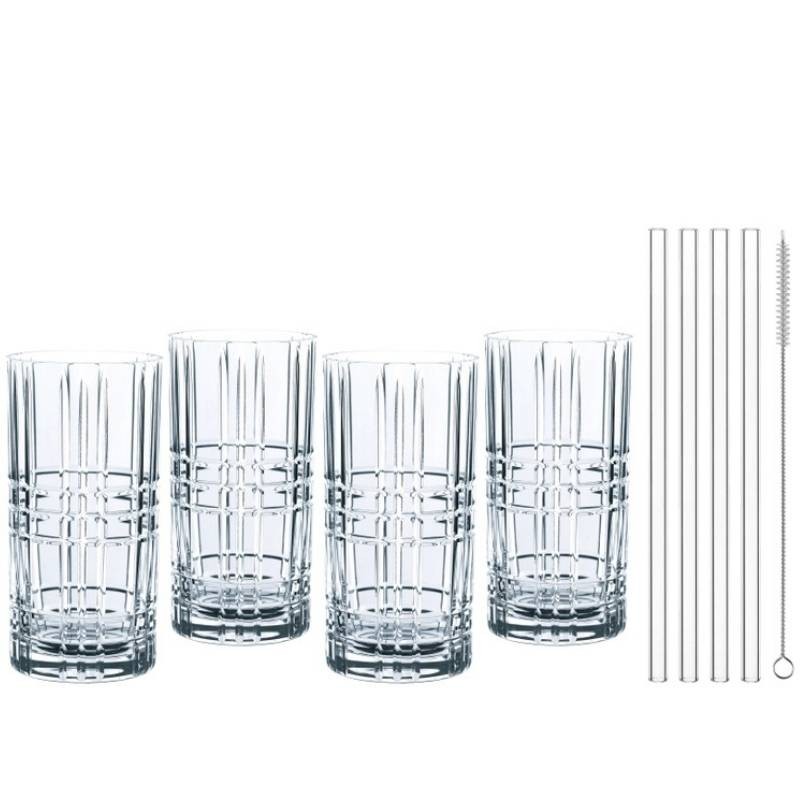 Set Bicchieri Long Drink Nachtmann Tastes Good con Cannucce in Vetro