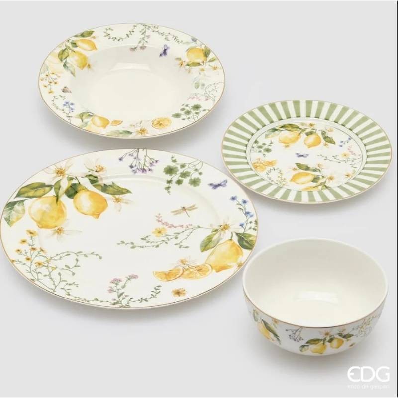 Set 24 Piatti Limone EDG – Eleganza Mediterranea per la Tua Tavola