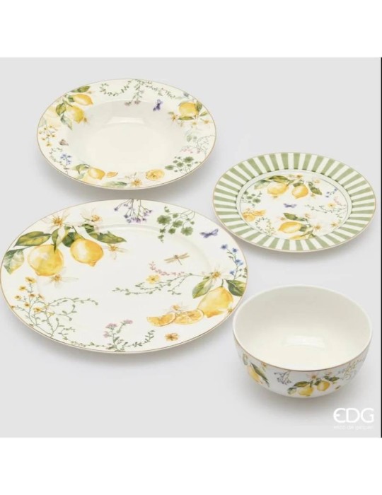 Set 24 Piatti Limone EDG – Eleganza Mediterranea per la Tua Tavola