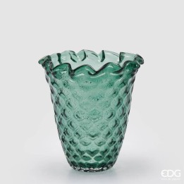 EDG Enzo De Gasperi Vaso Alveare in vetro verde alto 26 cm