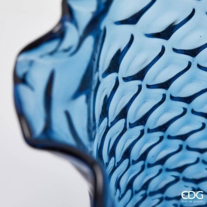 EDG Enzo De Gasperi Vaso Alveare in vetro blu alto 36 cm
