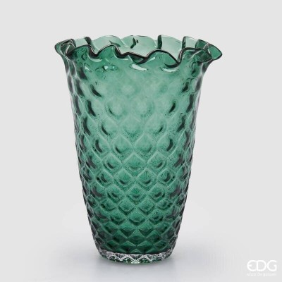 Vaso Drappeggiato Alveare EDG Verde – Vaso in Vetro di...