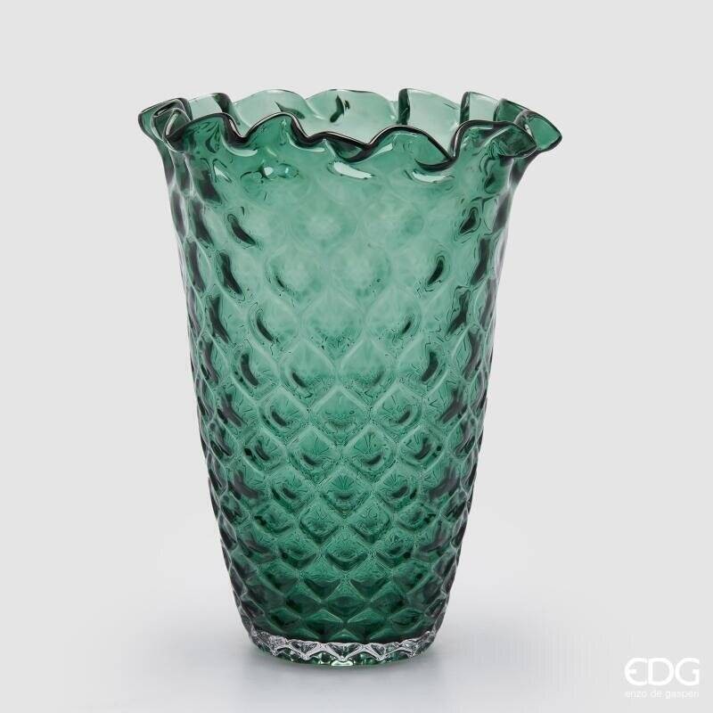 Vaso Drappeggiato Alveare EDG Verde – Vaso in Vetro di Design
