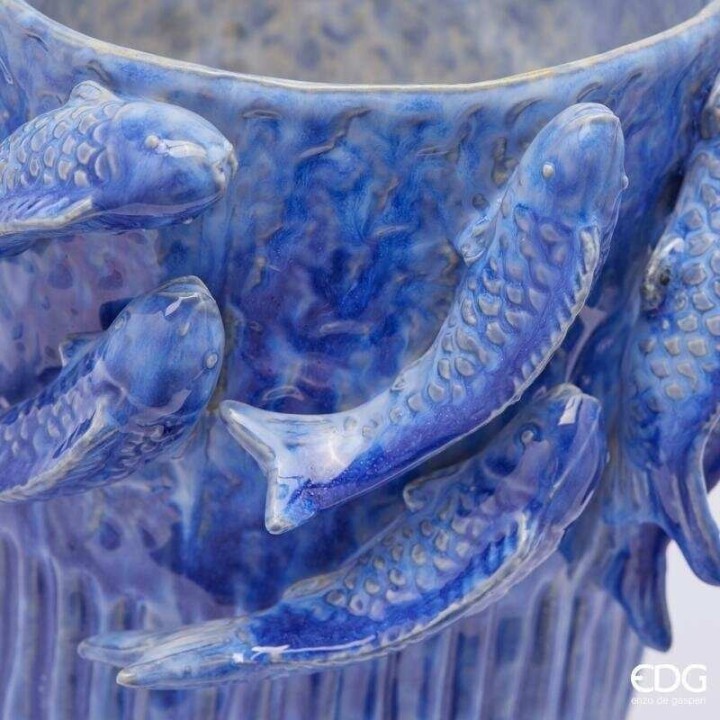EDG Enzo De Gasperi Vaso Chakra Carpa Koi blu 32,5 cm
