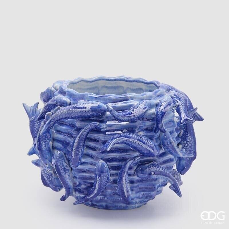 Vaso Chakra Carpa Koi EDG Blu – Design Marino in Ceramica Smaltata