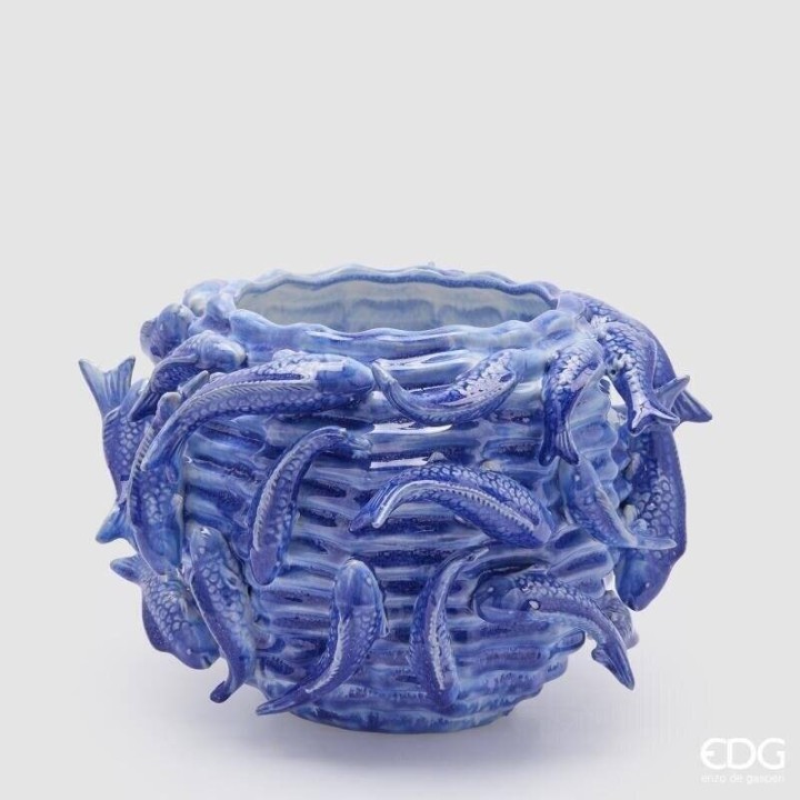 EDG Enzo De Gasperi Vaso Chakra Carpa Koi blu 20,5 cm