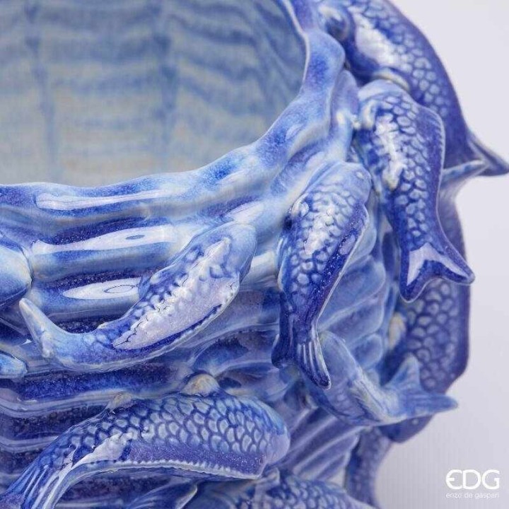 EDG Enzo De Gasperi Vaso Chakra Carpa Koi blu 20,5 cm