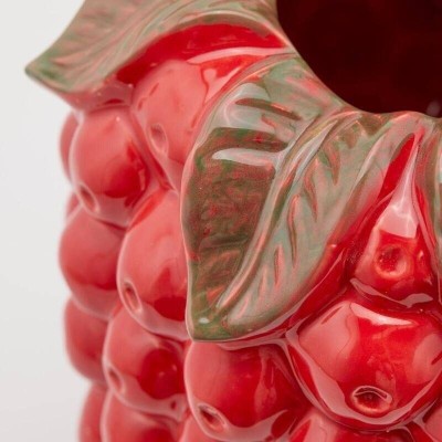Vaso Chakra Lampone EDG in Ceramica Smaltata Rossa... 2