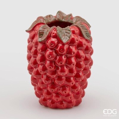 Vaso Chakra Lampone EDG in Ceramica Smaltata Rossa...