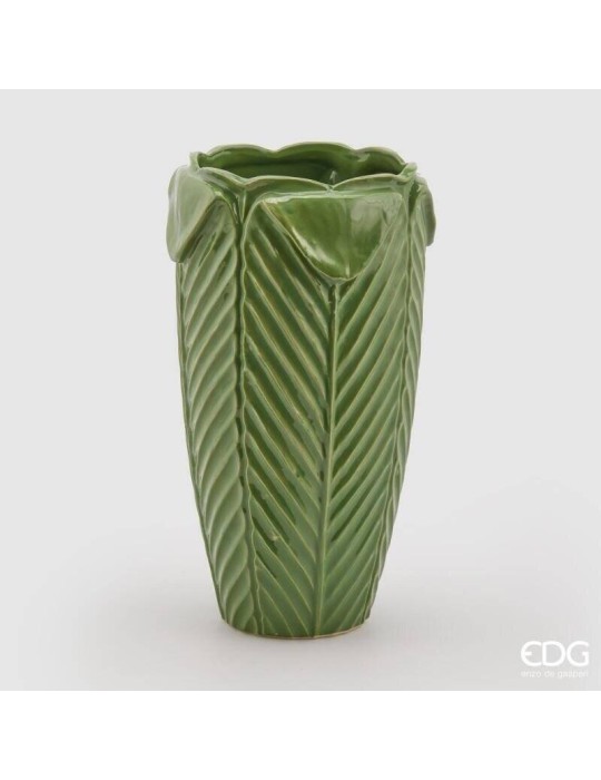 Vaso Freaky Foglie EDG in Ceramica Verde Design Foglie H32 cm