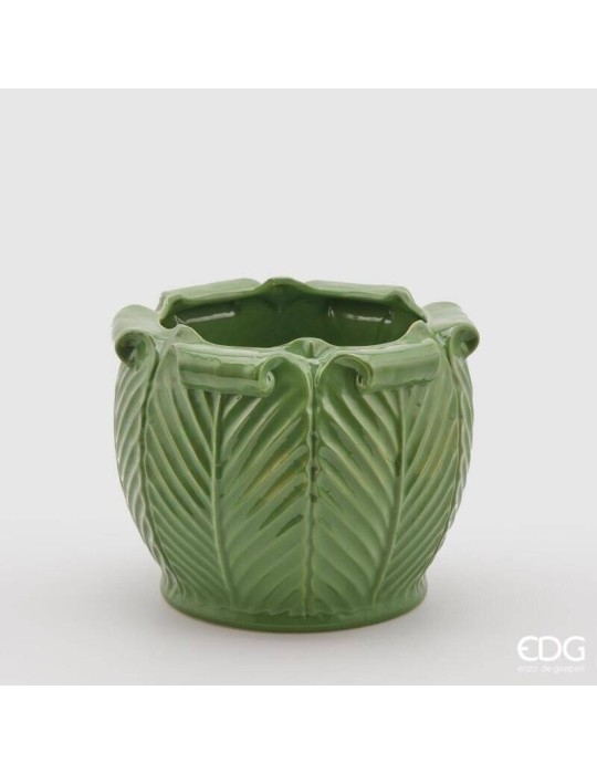 Vaso Freaky Foglie EDG Verde D24 H20 cm Decorativo Design Botanico