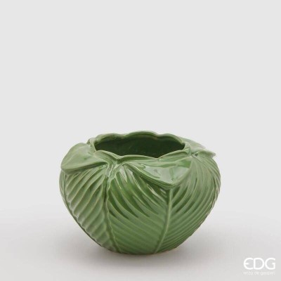 Vaso Decorativo Freaky Foglie Verde EDG in Gres H15 D23 cm