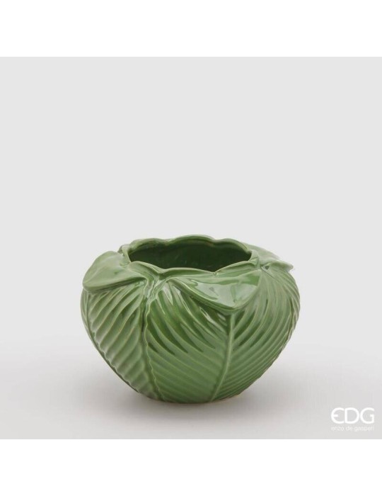 Vaso Decorativo Freaky Foglie Verde EDG in Gres H15 D23 cm