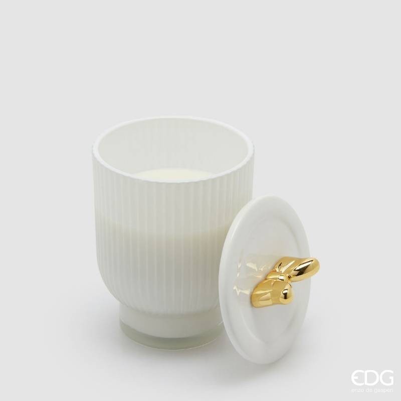 Candela Jolie Profumata H15 Frangipani EDG – Candela in Ceramica con Fiocco Oro