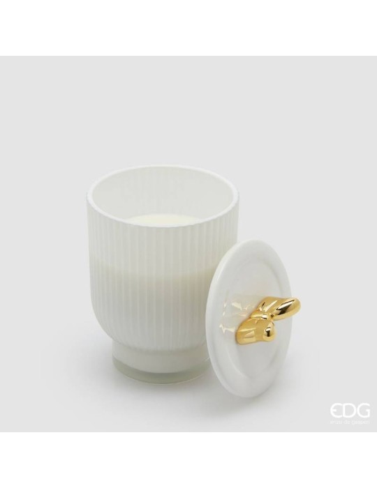 Candela Jolie Profumata H15 Frangipani EDG – Candela in Ceramica con Fiocco Oro