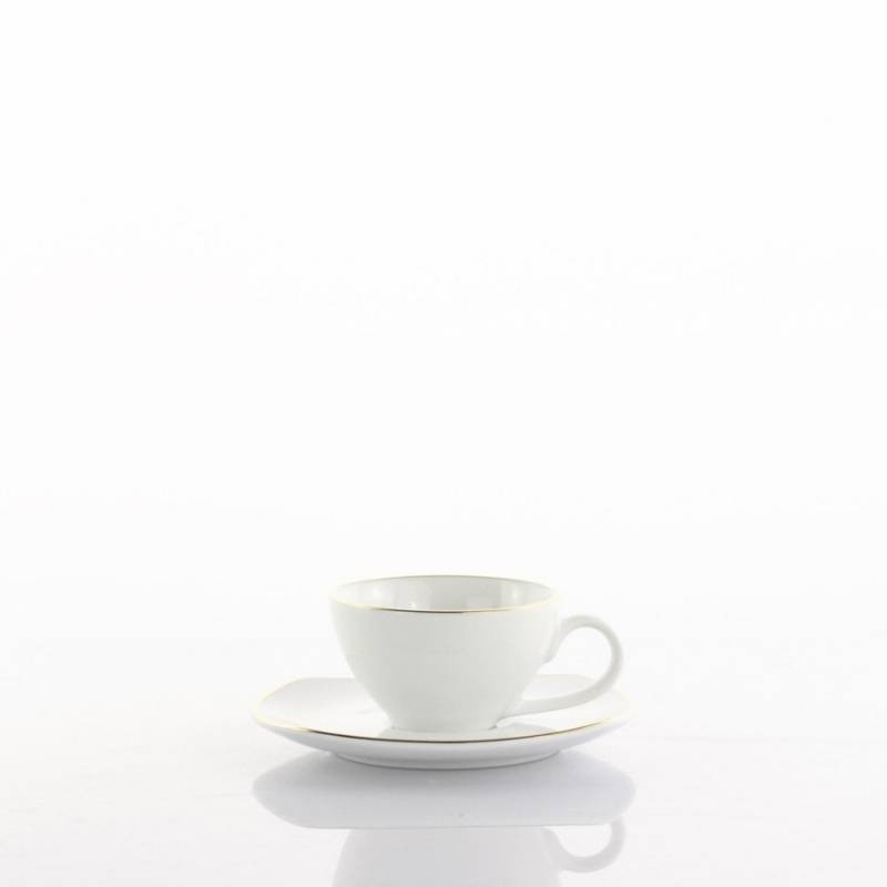 Servizio Caffè 13 Pezzi Square Gold Line Weissestal – Tazzine in Porcellana con Filo Oro