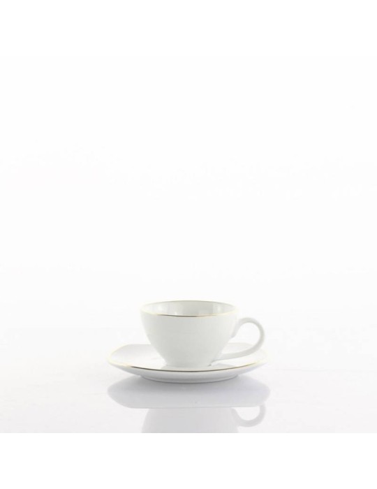 Servizio Caffè 13 Pezzi Square Gold Line Weissestal – Tazzine in Porcellana con Filo Oro