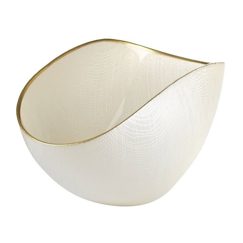 Centrotavola Burano 28x14 cm Perla Filo Oro Onlylux | Vetro Soffiato Artigianale