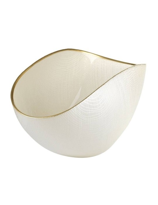 Centrotavola Burano 28x14 cm Perla Filo Oro Onlylux | Vetro Soffiato Artigianale