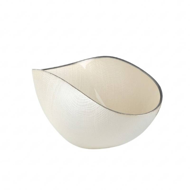 Centrotavola Burano 28x14 cm Perla Filo Platino Onlylux | Vetro Artigianale di Design