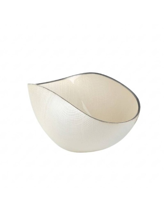 Centrotavola Burano 28x14 cm Perla Filo Platino Onlylux | Vetro Artigianale di Design