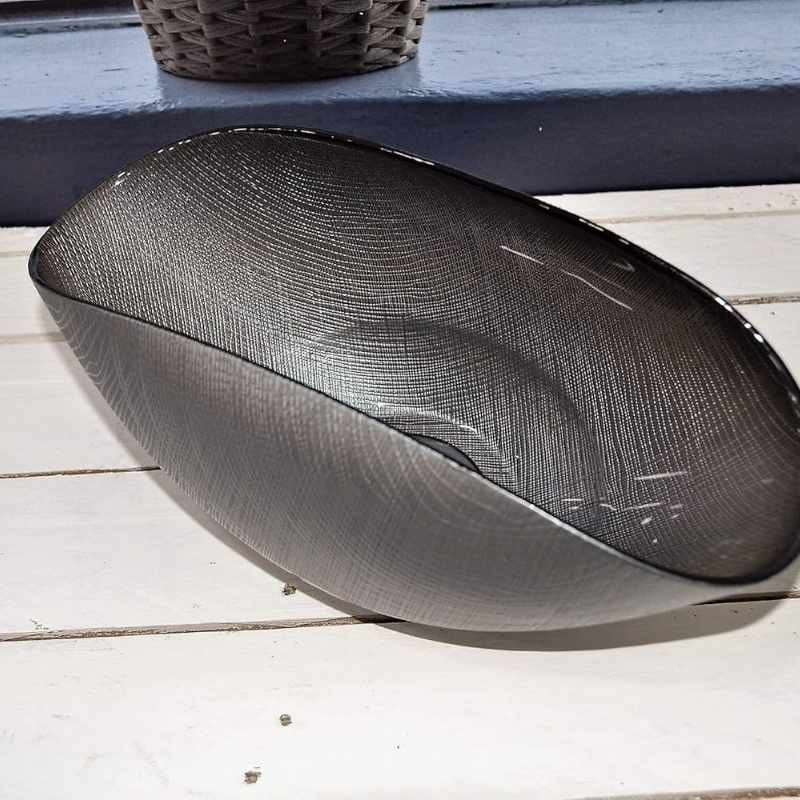Centrotavola Burano Onlylux 38x11 cm Metal Grey in Vetro Artistico
