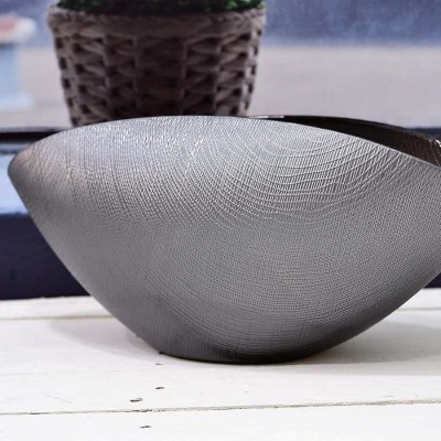 Coppa Burano Onlylux 28x14 cm Metal Grey in Vetro Artistico 2