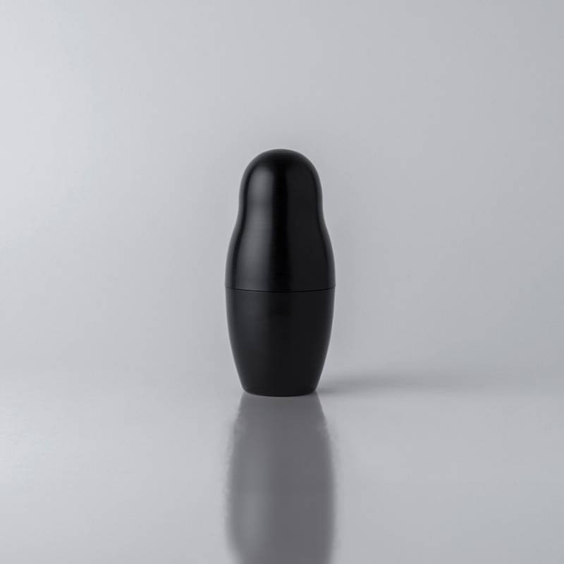 Matrioska Black Shaker KnIndustrie in Alluminio Anodizzato Design Lara Caffi