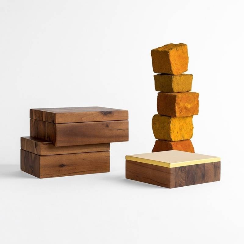Yellow Box Set Contenitori Design in Legno Acacia KnIndustrie Lara Caffi