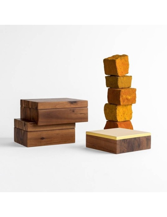 Yellow Box Set Contenitori Design in Legno Acacia KnIndustrie Lara Caffi
