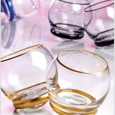 Set 6 Bicchieri Basculanti Old Fashion Oro Trottola... 2