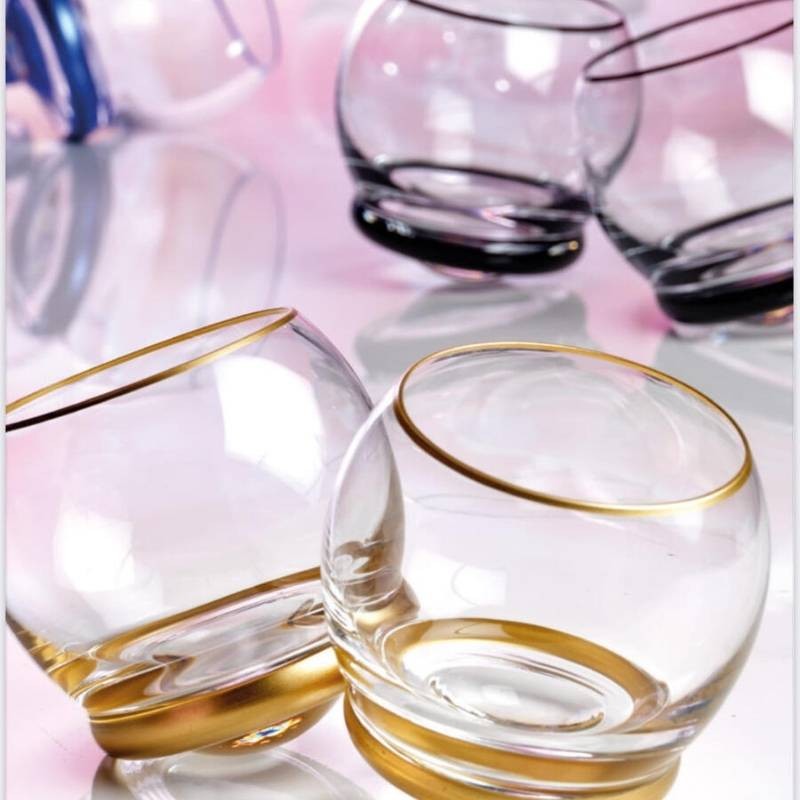 Set 6 Bicchieri Basculanti Old Fashion Oro...