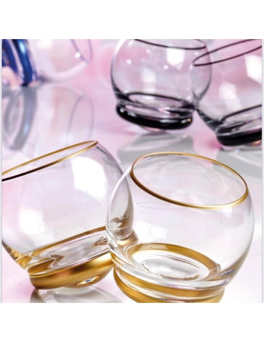 Set 6 Bicchieri Basculanti Old Fashion Oro...