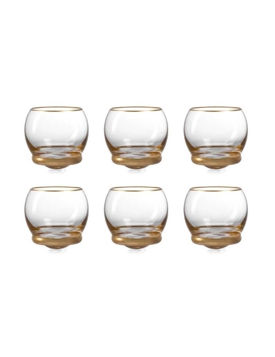 Set 6 Bicchieri Basculanti Old Fashion Oro Trottola Luxury Onlylux