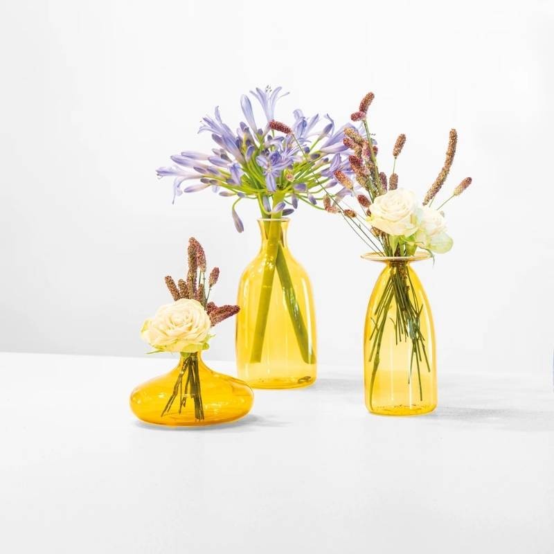Un Fiore Vaso 19 Giallo Oro Zafferano in Vetro...