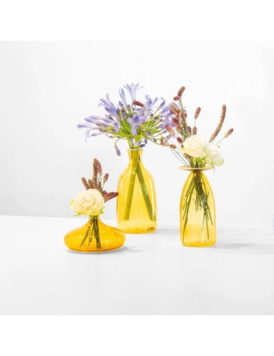 Un Fiore Vaso 19 Giallo Oro Zafferano in Vetro...