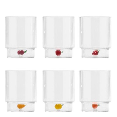 Set 6 Tumbler Teca Frutta Assortiti Zafferano in Vetro...