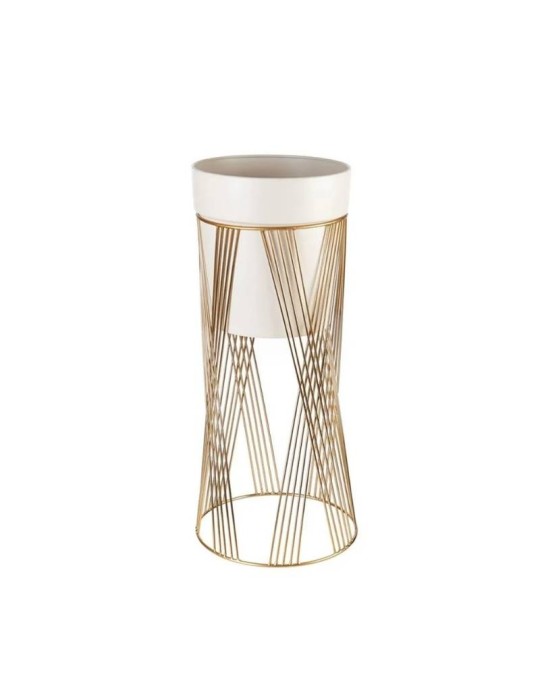 Cache-pot Grande in Metallo Bianco e Oro – Design Elegante per Interni | L’Oca Nera