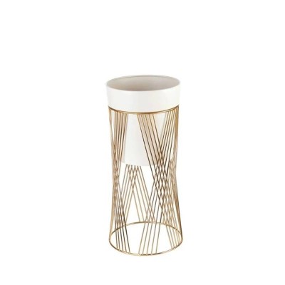 Cache-pot Piccolo in Metallo Bianco e Oro – Eleganza...